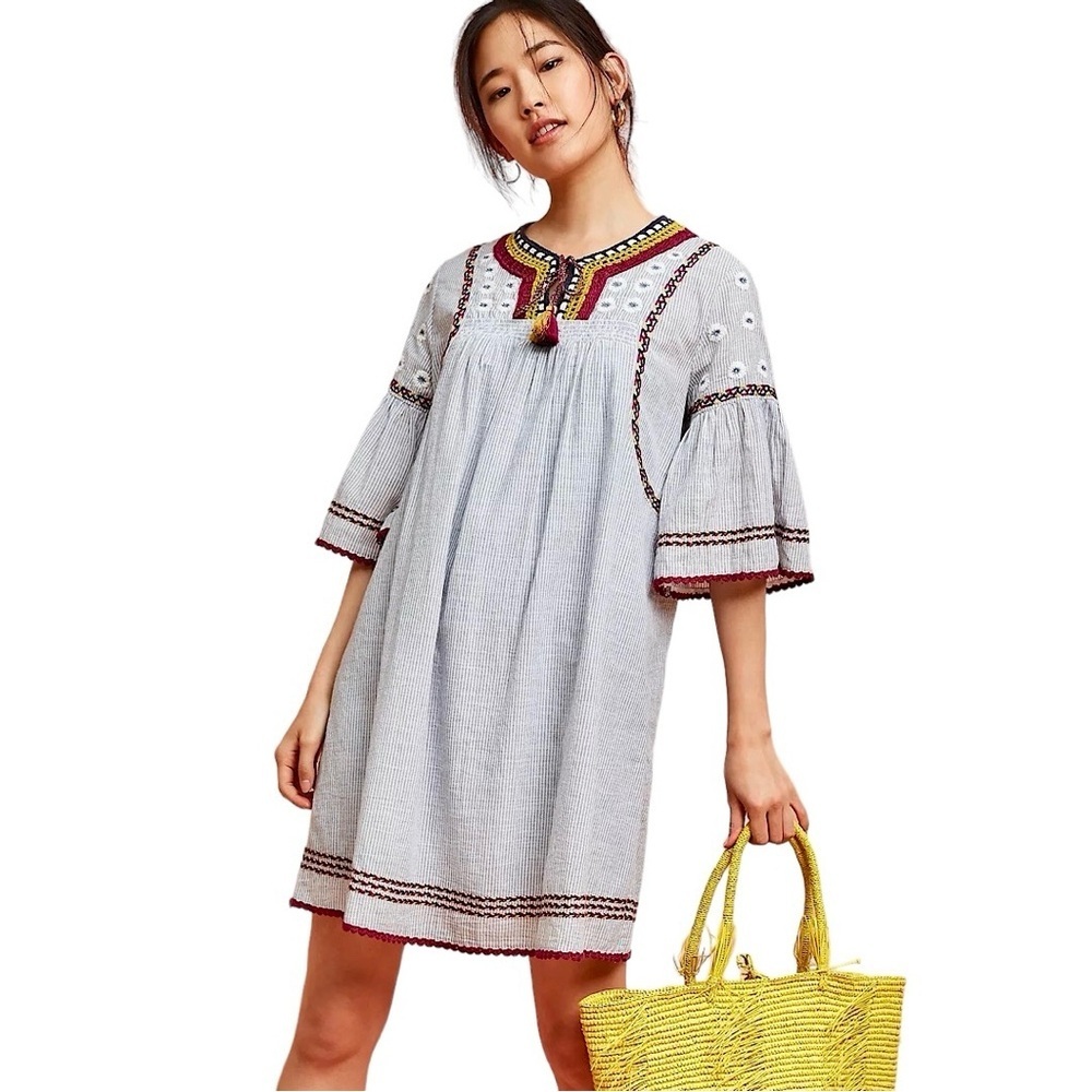 ANTHROPOLOGIE Yarn Embellished Tunic Dress